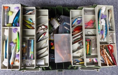 Lot 5048 - Shakespeare Cantilever Tackle Box containing numerous Pike/Sea lures and miscellaneous items...