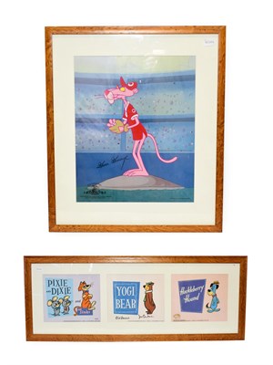 Lot 5053 - Hanna Barbera Collectors Cel Art three cels in frame: Pixie & Dixie, Yogi Bear and Huckleberry...