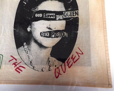 Lot 5057 - Sex Pistols God Save The Queen Handkerchief with A&M Records logo to lower left corner 15x15'',...