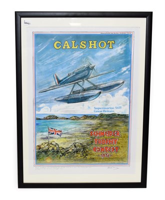 Lot 5095 - P May (b.1925), Signed Poster Calshot Schneider Trophy Supermarine S6B Sets Record 17x23'', 43x59cm
