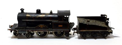 Lot 5235 - Bing O Gauge Live Steam 4-4-0 Black Prince 1902 black with red lining (overall G-F, some scorch...