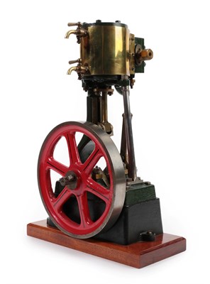 Lot 5245 - Stuart No.1 Stationary Engine  with single upright cylinder and fly wheel, on wooden base 14'',...