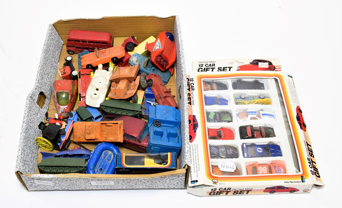 Lot 5250 - Various Plastic And Other Toys including various cars, two Armoured personnel carrier, bus and...