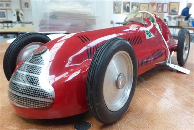 Lot 5251 - An Unusual Cast Alfetta 158 Racing Car with spun aluminium wheels, internal exhaust pipe, Alfa...