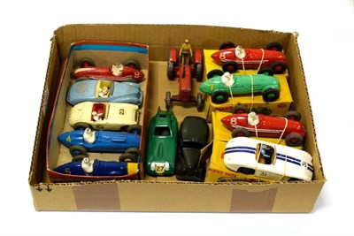 Lot 5286 - Dinky Four Racing Cars 133 Cunningham, 232 Alfa Romeo, 235 HWM and 230 Talbot Lago (all G boxes...