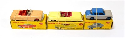 Lot 5289 - Dinky Three Cars 131 Cadillac tourer, 179 Hillman Minx (both E-G boxes G) 174 Hudson Hornet...