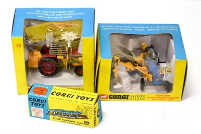 Lot 5298 - Corgi Tractors 73 Massey Ferguson 165 with Saw Attachment (E box E) 74 Ford 5000 Super Major...