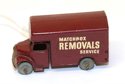 Lot 5300 - Matchbox 1-75 17a Bedford Removals Van maroon, gold trim MW (G-E)