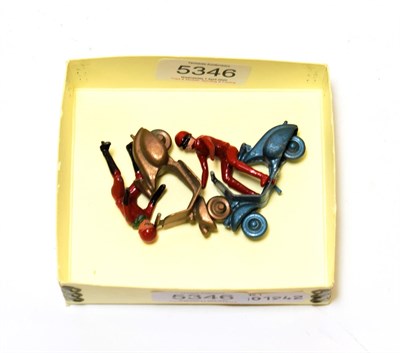 Lot 5346 - Benbros Vespa Scooters (i) metallic dark blue (G) (ii) metallic gold, both with red figures...