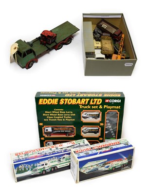 Lot 5355 - Shackleton Foden Flat Bed (F, cab detached, some fatigue) together with a few 1950's Dinky Toys (P)