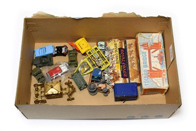 Lot 5406 - Various Items Eebee Toys Tower Bridge (boxed) Benbros military and other vehicles, Clarke's...