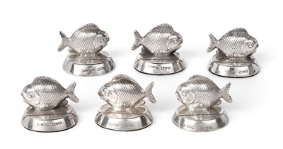 Lot 2400 - Six Edward VII and George V Silver Place-Card Holders, by Sampson Mordan and Co., Chester, Four...