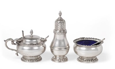 Lot 2455 - A Three-Piece Elizabeth II Silver Condiment-Set, by Richard Comyns, London, 1969, in the George III