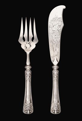 Lot 2509 - A Pair of Russian Silver Fish-Servers, by Fabergé, With Imperial Warrant, Moscow, Late 19th...