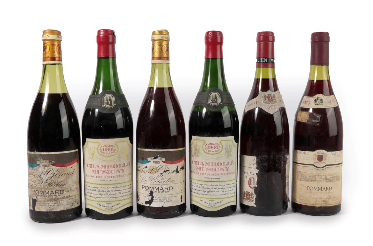 Lot 5034 - Balls Bros. 1966 Chambolle-Musigny 'Clos Amoureuses' (two bottles), Honore Lavigne 1979 Pommard...