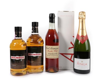 Lot 5063 - B. Gelas et Fils Vieil Armagnac 1968 (one bottle), Ayala Brut Majeur Champagne (one bottle),...