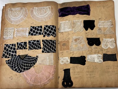 Lot 2000 - French Silk and Lace Trim Sample Book, circa 1930  Handwritten Octobre 1930 to the first page....