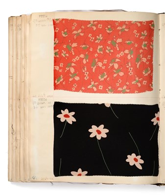 Lot 2002 - French Fabric Sample Book, circa 19203/30 Comprising mainly printed silks and chiffons, in...