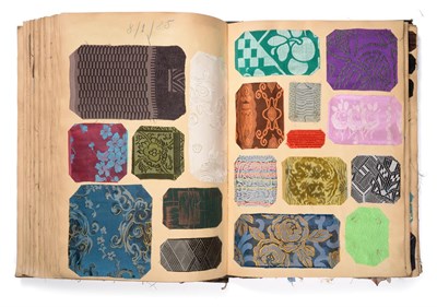 Lot 2013 - French Fabric Sample Book, circa 1920's Enclosing coloured silks in stripes, brocades, checks