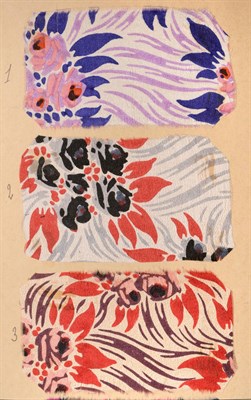 Lot 2017 - French Fabric Sample Book, circa 1920's Enclosing printed silks, velvets, chiffons, jersey in...