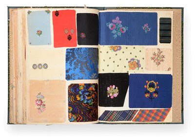 Lot 2029 - French Fabric Sample Book, early 20th century Enclosing printed crepe, chiffons, flocked,...