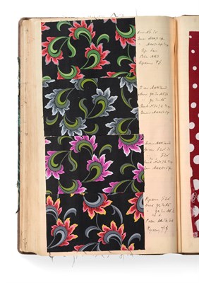 Lot 2030 - Russian Fabric Sample Album, early 20th century  With large coloured fabric samples, with notations