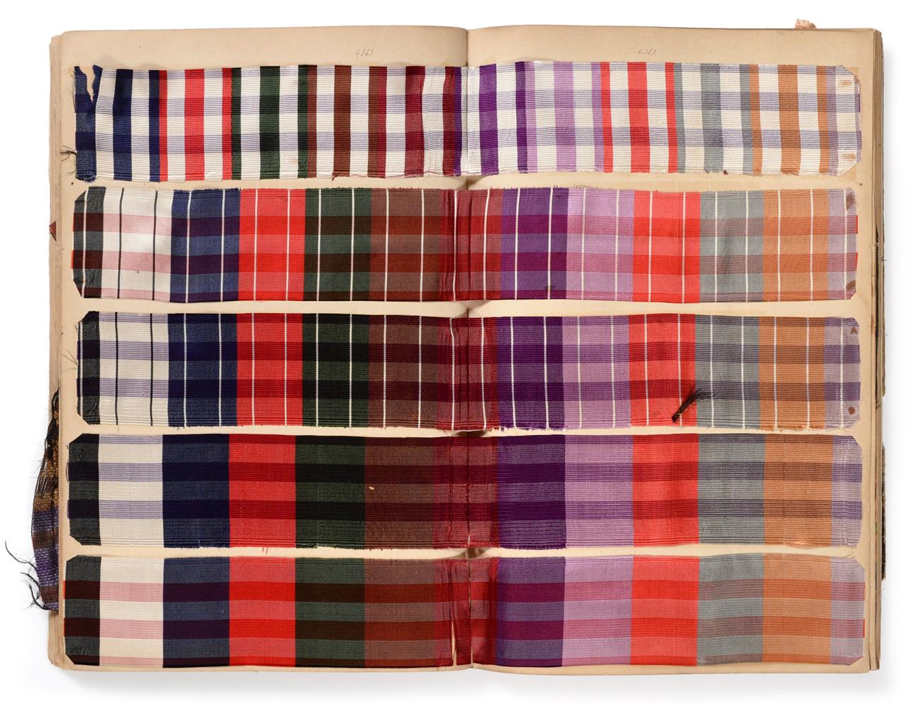 Lot 2035 - French Fabric Sample Book, early 20th century, Including coloured silks for ties in stripes,...