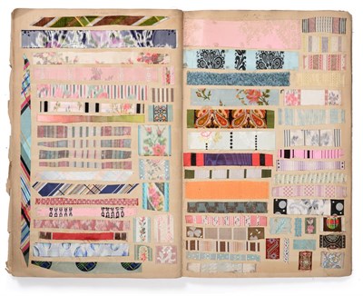 Lot 2047 - French Fabric Sample Book, 19th century Enclosing ribbons, cottons, silks and chiffons 32cm by 49cm