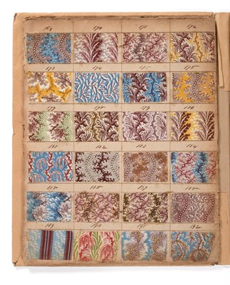 Lot 2050 - French Fabric Sample Book, late 19th century Enclosing printed cottons and silks, stripes,...