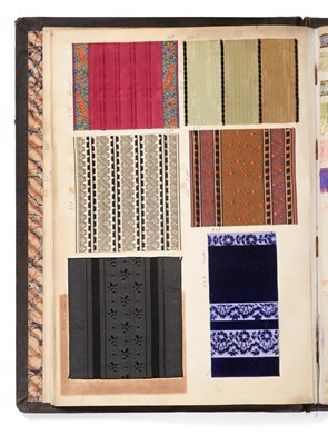 Lot 2057 - French Fabric Sample Book, circa 1890's  Enclosing printed silks in stripes, tartans, checks,...