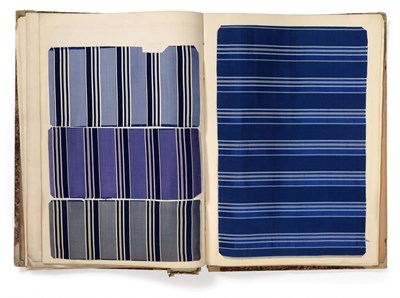 Lot 2062 - French Fabric Sample Book, late 19th century Enclosing silk samples in striped, spotted, ikat...