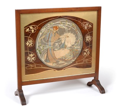 Lot 2080 - Art Nouveau Mahogany Framed Fire Screen, designed by Theodore Barker, early 20th century  the...