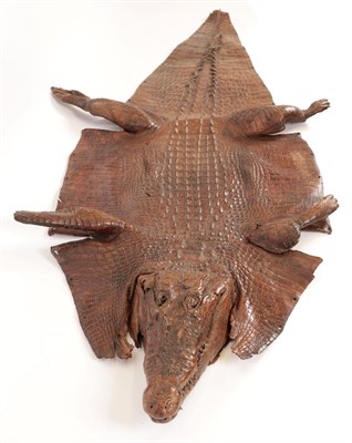 Lot 45 - Taxidermy: A Late Victorian Crocodile Skin (Crocodylus niloticus), circa 1890-1900, a full flat...