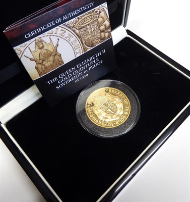 Lot 2006 - 1989 Proof Gold Quintuple Sovereign nicely presented in London Mint Office Box with CoA FDC