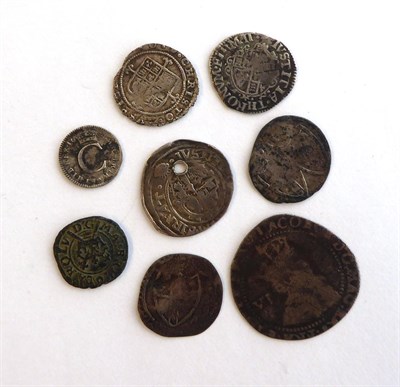 Lot 2021 - Charles I Halfgroats x 3 one holed, Commonwealth x 2 S3221 along with Charles II 1674 S3390 a...