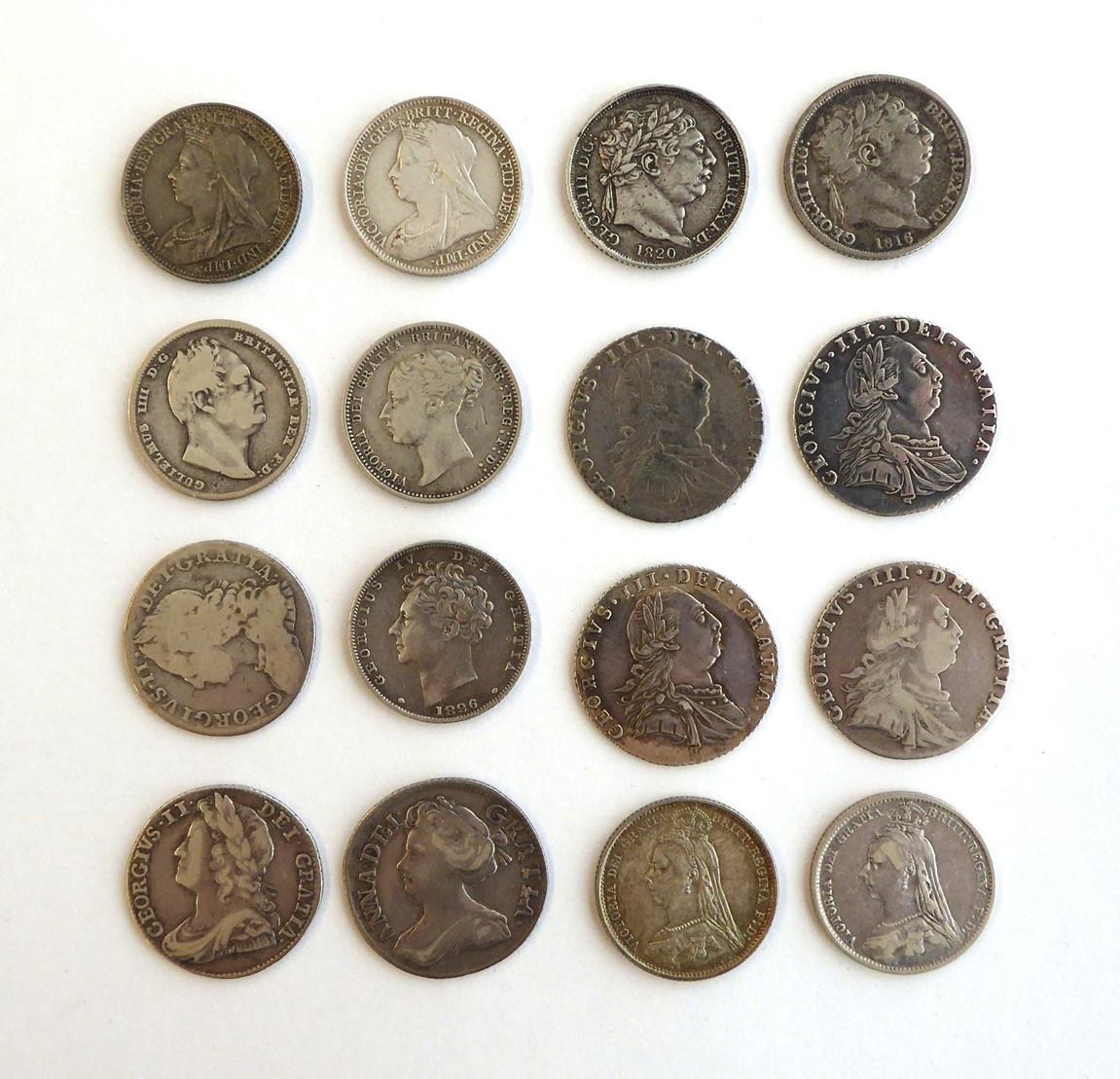 Lot 2029 - Collection of Sixpences Anne to Victoria: 1711, 1741, 1757, 4 x 1787, 1816, 1820, 1826, 1834, 1869