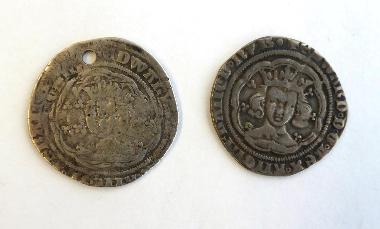 Lot 2031 - Edward III Groat Pre-treaty period 1356-61 mm cross S1570 and one other holed