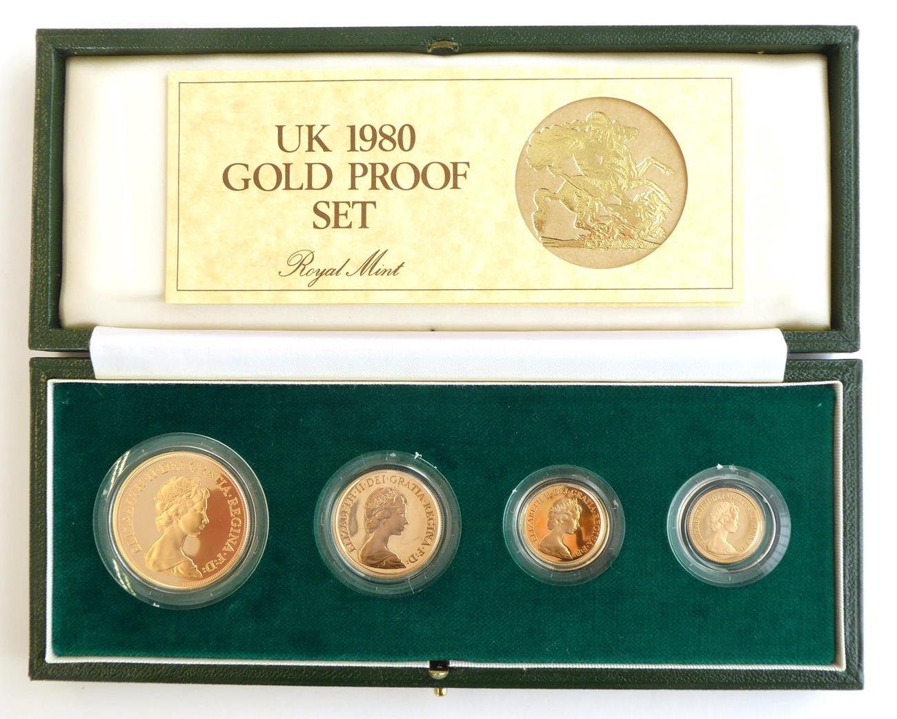 Lot 2039 - Elizabeth II (1952-), Four Coin Gold Proof Set, 1980, five pounds down to half sovereign (4 coins)