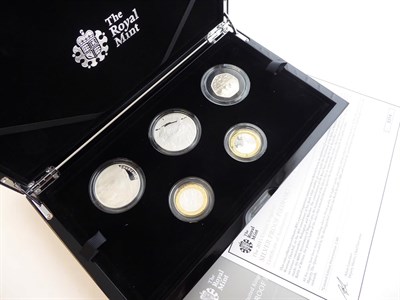 Lot 2090 - Royal Mint 2015 Silver Piedfort Proof Set - 5 coins - boxed with CoA and Paperwork FDC