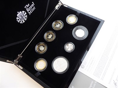 Lot 2091 - Royal Mint 2016 Silver Piedfort Proof Set - 8 coins - boxed with CoA and Paperwork FDC