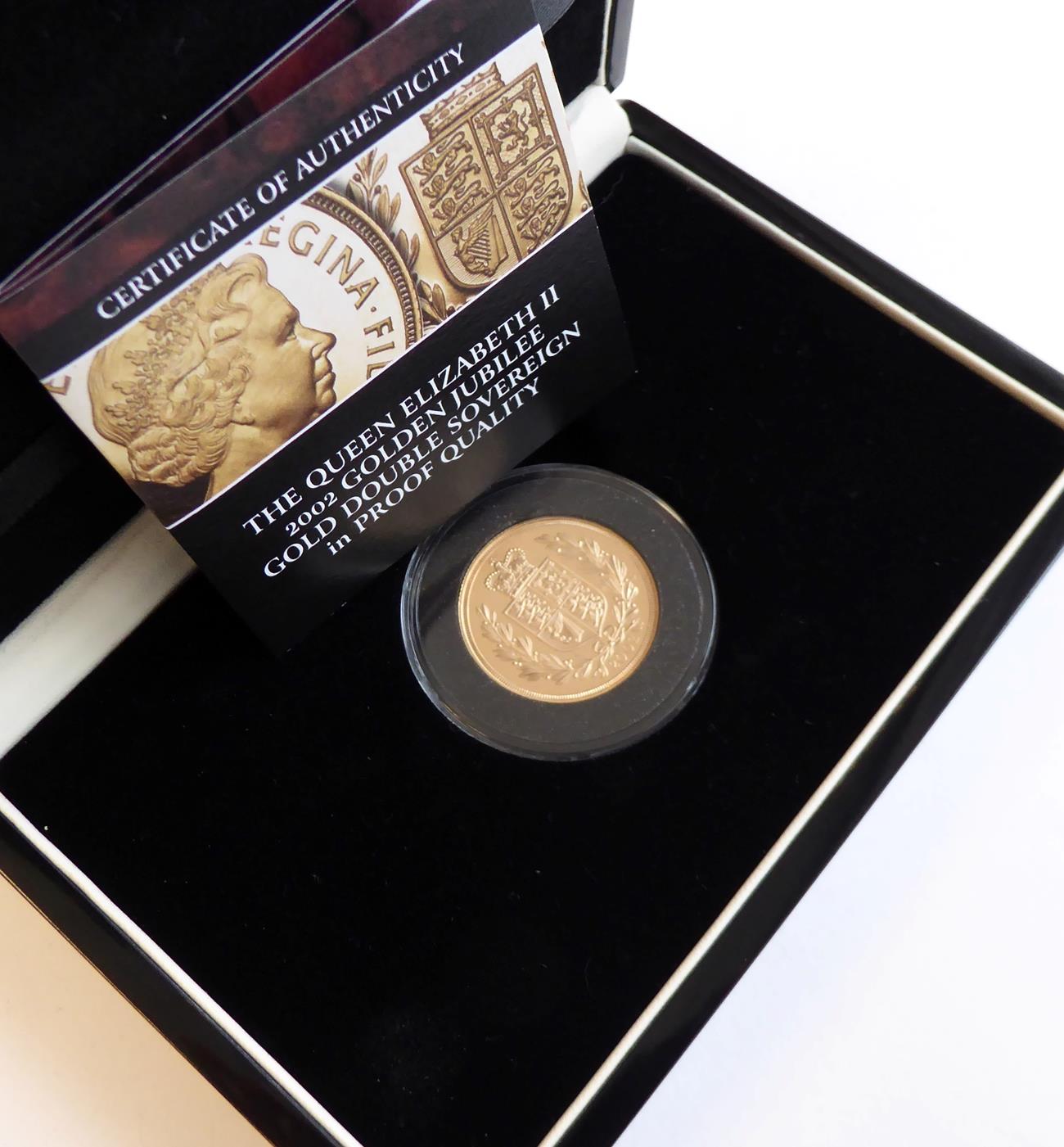 Lot 2092 - Royal Mint Issue 2002 Gold Proof Double Sovereign with London Mint office Box and CoA Choice