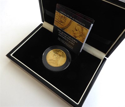 Lot 2109 - Victoria 1887 £5 Gold Quintuple Sovereign in London Mint Office Box and CoA GVF and better.