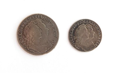 Lot 2127 - William & Mary Shilling 1693 crowned cruciform shields with WM monogram in angles, busts VG...