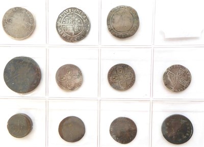 Lot 2131 - 10 x English Silver & Copper coins comprising: Elizabeth I, 2 x sixpences, both 3rd/4th issue: 1568