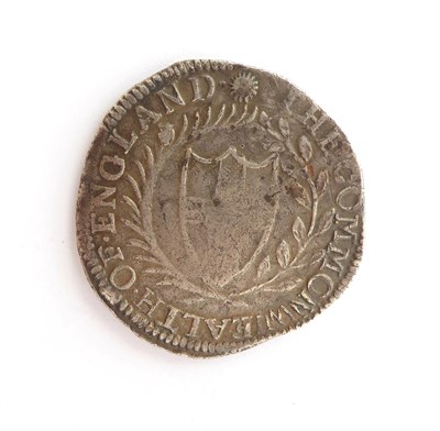 Lot 2136 - Commonwealth Halfcrown 16?? Last two digits of date worn (possibly 1653 or 1656), mm sun;...