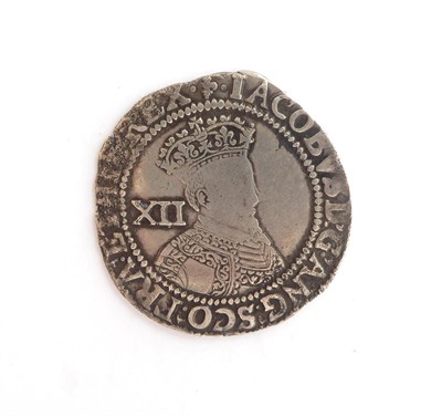 Lot 2153 - James I Shilling, 2nd bust (beard merges with collar), mm lis; some light corrosion in parts of...