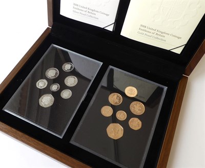 Lot 2163 - Gold & Silver Proof Set 2008 'Emblems of Britain'' comprising 2 x 7-coin sets: gold proof £1, 50p