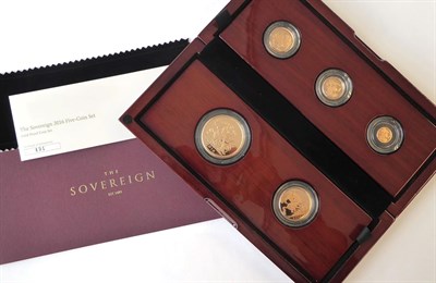 Lot 2167 - Gold Proof Sovereign Five-Coin Set 2016, comprising £5, £2 (double sovereign), sovereign,...