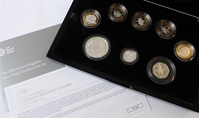 Lot 2175 - Silver Proof Piedfort Set 2016, an 8-coin sterling silver set with different commemorative reverses