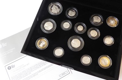 Lot 2178 - Silver Proof Set 2014, 14 coins comprising 50p, 20p, 10p, 5p, 2p & 1p 'Roya Shield of l Arms' revs